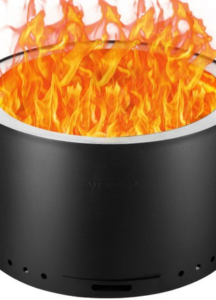 Smokeless Fire Pit Stove Bonfire, H: 18 in x Dia: 28 in ,Wood Burning Fireplaces with Removable Ash Pan, SUS430 Stainless Steel inner Portable Outdoor Firepit,for Outdoor Patio Camping, Black