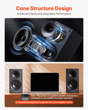 Passive Bookshelf Speaker, 300W, Book Shelf Stereo Speakers with 5.25-Inch Woofer and 1-Inch Tweeter, Detachable Grille, 65Hz-20KHz Frequency Response, Wooden Enclosure, for Home Theater (1 Pair)