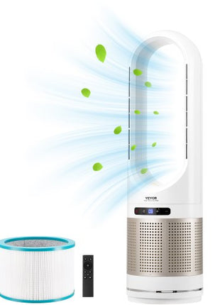 Tower Fan Bladeless, 16.4ft/s Velocity Floor Fan that Blows Cold Air, 80° Oscillating 8-Speed Fans, 8H Timer, Standing Fans with H13 HEPA Filtration, Remote Control & Air Purification Mode