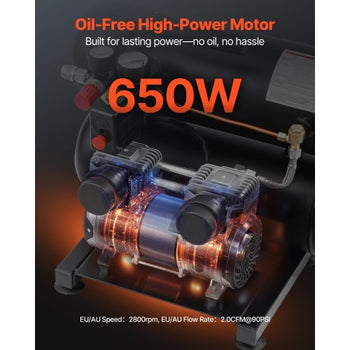 Air Compressor, 4.6 Gallon Steel Tank, 1HP 2.2 CFM@90 PSI Oil Free Air Compressor & Max. 120PSI Pressure, 80dB Ultra Quiet Portable Compressor, for Auto Repair, Tire Inflation, Spray Painting