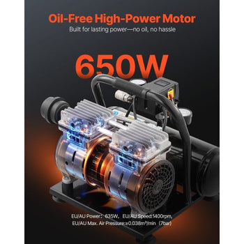 Air Compressor, 1 Gallon Steel Tank, 1HP 1.5 CFM 90PSI Oil Free Air Compressor & Max. 120PSI Pressure, 78dB Ultra Quiet Portable Compressor, for Auto Repair, Tire Inflation, Spray Painting