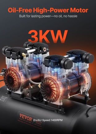 Air Compressor, 20 Gallon Steel Tank, 4HP 10.6 CFM@90 PSI Oil Free Air Compressor & Max. 125PSI Pressure, 78dB Ultra Quiet Portable Compressor, for Auto Repair, Tire Inflation, Spray Painting