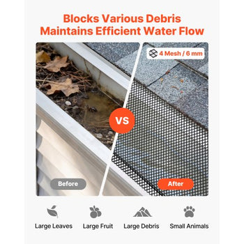 Gutter Guard, 6 in Powder-Coated Steel Gutter Screen, Heavy-Duty 75 ft Length, 0.04 in Thickness, Leaf Guard for Debris and Leaves, Easy DIY Install, Fits 6" Standard Systems, 25 Pack, Black
