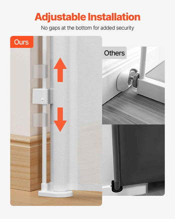 Retractable Baby Gate, 34 inch Tall, Extends up to 110 inch Wide, Retractable Gate for Kids or Pets, Mesh Material, Easy to Install for Indoor Stairs, Doorways, Hallways, Playrooms, White