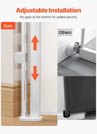 Retractable Baby Gate, 34 inch Tall, Extends up to 55 inch Wide, Retractable Gate for Kids or Pets, Mesh Material, Easy to Install for Indoor Stairs, Doorways, Hallways, Playrooms, White