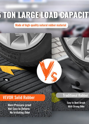 VEVOR Solid Rubber Car Mat, 15-ton capacity, black, durable, pressure-resistant, non-deforming, odor-free material.