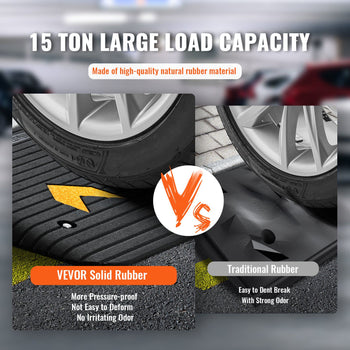 VEVOR Solid Rubber Car Mat, 15-ton capacity, black, durable, pressure-resistant, non-deforming, odor-free material.