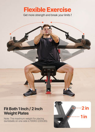 Incline Chest Fly and Rear Delt Fly Machine, 450 LBS Chest Machine, Adjustable Fitness Chest Bench Set, Home Gym Equipment for Upper Body Strength Training Machine