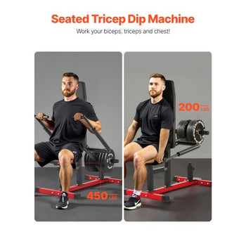 Seated Dip Machine, Tricep Bicep Press Down Machine with Cable Bar, Adjustable Seat, and Backrest,  Exercise Equipment for Chest Training, Upper Body Push Fitness Workout, Hold up to 450LBS