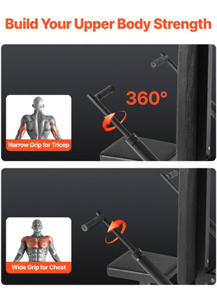 Seated Dip Machine, Tricep Bicep Press Down Machine with Cable Bar, Adjustable Seat, and Backrest,  Exercise Equipment for Chest Training, Upper Body Push Fitness Workout, Hold up to 450LBS