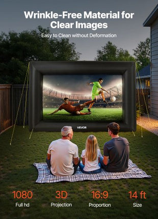 14FT Inflatable Projector Screen, Inflatable Movie Screen Outdoor with 120W Air Blower Projector Screen Oxford Fabric Material Blow Up Screen for Outdoor Backyard, Home Theater, Theme Party