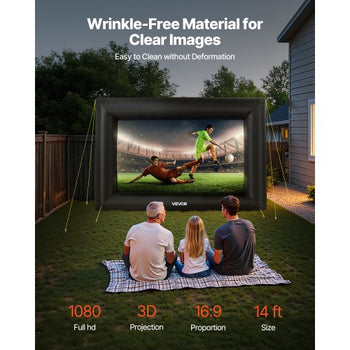 14FT Inflatable Projector Screen, Inflatable Movie Screen Outdoor with 120W Air Blower Projector Screen Oxford Fabric Material Blow Up Screen for Outdoor Backyard, Home Theater, Theme Party