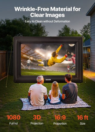 16FT Inflatable Projector Screen, Inflatable Movie Screen Outdoor with 250W Air Blower Projector Screen Oxford Fabric Material Blow Up Screen for Outdoor Backyard, Home Theater, Theme Party