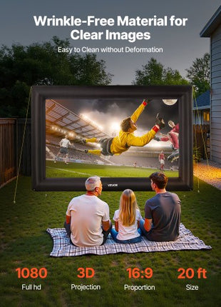 20FT Inflatable Projector Screen, Inflatable Movie Screen Outdoor with 250W Air Blower Projector Screen Oxford Fabric Material Blow Up Screen for Outdoor Backyard, Home Theater, Theme Party