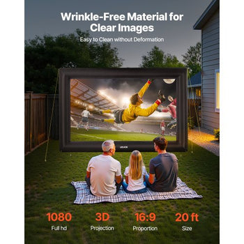 20FT Inflatable Projector Screen, Inflatable Movie Screen Outdoor with 250W Air Blower Projector Screen Oxford Fabric Material Blow Up Screen for Outdoor Backyard, Home Theater, Theme Party