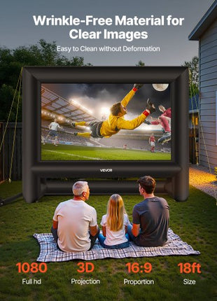 18FT Inflatable Movie Screen, Inflatable Projector Screen with Portable Storage Bag, 16:9 Easy Set Up Movie Projection for Outdoor Backyard, Home Theater, Theme Party