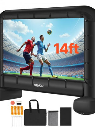 14 ft Inflatable Movie Screen, 600D Washable Inflatable Projector Screen with Portable Storage Bag, 16:9 Easy Set Up Movie Projection for Outdoor Backyard, Home Theater, Theme Party, Pool Fun