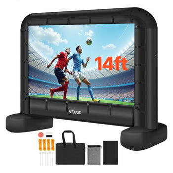 14 ft Inflatable Movie Screen, 600D Washable Inflatable Projector Screen with Portable Storage Bag, 16:9 Easy Set Up Movie Projection for Outdoor Backyard, Home Theater, Theme Party, Pool Fun