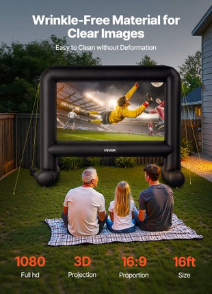 16FT Inflatable Movie Screen, Inflatable Projector Screen with Portable Storage Bag, 16:9 Easy Set Up Movie Projection for Outdoor Backyard, Home Theater, Theme Party