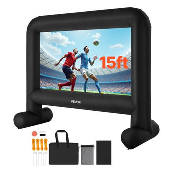 15FT Inflatable Movie Screen, Inflatable Projector Screen with Portable Storage Bag, 16:9 Easy Set Up Movie Projection for Outdoor Backyard, Home Theater, Theme Party