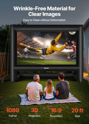 20FT Inflatable Movie Screen, Inflatable Projector Screen with Portable Storage Bag, 16:9 Easy Set Up Movie Projection for Outdoor Backyard, Home Theater, Theme Party