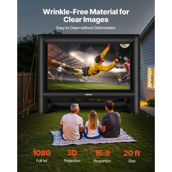 20FT Inflatable Movie Screen, Inflatable Projector Screen with Portable Storage Bag, 16:9 Easy Set Up Movie Projection for Outdoor Backyard, Home Theater, Theme Party