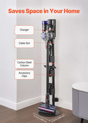 Vacuum Stand, Compatible With V7 V8 V10 V11 V12 V15 Series Upright Vacuum Cleaners & Accessories, Stable Vacuum Stand Holder with 4 Anti-slip Pads and 3 Clips for Storing 6 Brush Heads