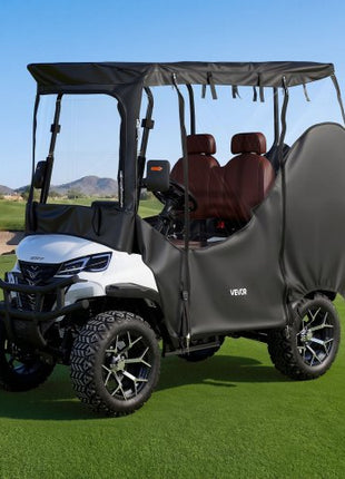 Golf Cart Cover, Visible Full-Enclosure 2&2+2 Passenger Golf Cart, 420D Waterproof Oxford Fabric Club Car Cover Fits Most Carts Club Car, Yamaha, EZGO, Honda, PVC Coating & Windproof Hook Design