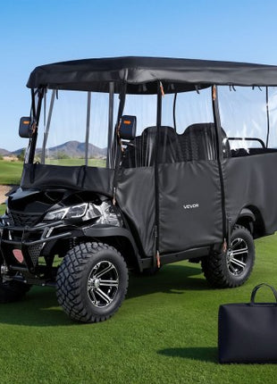 Golf Cart Cover, Visible Full-Enclosure 2+2/4 Passenger Golf Cart, 600D Waterproof Oxford Fabric Club Car Cover Fits Most Carts Club Car, Yamaha, EZGO, Honda, PVC Coating & Windproof Hook Design