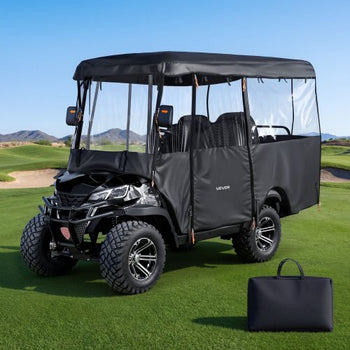 Golf Cart Cover, Visible Full-Enclosure 2+2/4 Passenger Golf Cart, 600D Waterproof Oxford Fabric Club Car Cover Fits Most Carts Club Car, Yamaha, EZGO, Honda, PVC Coating & Windproof Hook Design