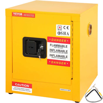 Flammable Safety Cabinet, 11 Gal, Cold-Rolled Steel Flammable Liquid Storage Cabinet,  16.9 x 16.9 x 18.2 in Explosion Proof with 1 Door for Industrial Use, NFPA Code 30 OSHA Standards Yellow
