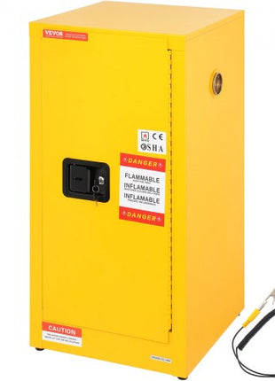 Flammable Safety Cabinet, 16 Gal, Cold-Rolled Steel Flammable Liquid Storage Cabinet, 18.1 x 18.1 x 35.4 in Explosion Proof with 2 Adjustable Shelves 1 Door for Commercial Industrial Use, Yellow