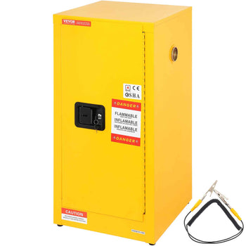 Flammable Safety Cabinet, 16 Gal, Cold-Rolled Steel Flammable Liquid Storage Cabinet, 18.1 x 18.1 x 35.4 in Explosion Proof with 2 Adjustable Shelves 1 Door for Commercial Industrial Use, Yellow