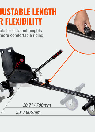 Hoverboard Seat Attachment(Not included hoverboards), Compatible with All 6.5" 8" 8.5" 10" Hoverboards, Grips Control, Adjustable Frame Length and 220 LBS Load Capacity, Hover Board Go Karts Accessory, for Kids Adults.