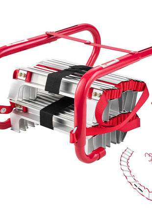 Fire Escape Ladder, 3-Story 25FT Retractable Emergency Fire Ladder, Lightweight Aluminum Alloy Safety Escape Ladders with Sturdy Polyester Strap, Anti-Slip Rung & Wide Steps, 1000LBS Max Loading