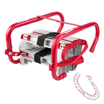 Fire Escape Ladder, 3-Story 25FT Retractable Emergency Fire Ladder, Lightweight Aluminum Alloy Safety Escape Ladders with Sturdy Polyester Strap, Anti-Slip Rung & Wide Steps, 1000LBS Max Loading
