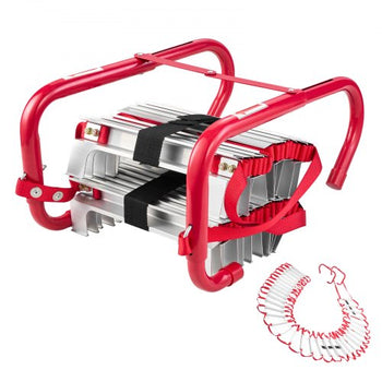 Fire Escape Ladder, 5-6 Story 50FT Retractable Emergency Fire Ladder, Lightweight Aluminum Alloy Safety Escape Ladders with Sturdy Polyester Strap, Anti-Slip & Wide Rungs, 1000LBS Max Loading