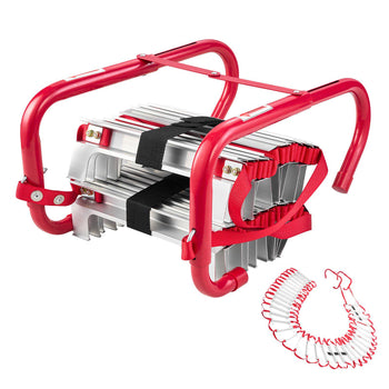 Fire Escape Ladder, 5-6 Story 50FT Retractable Emergency Fire Ladder, Lightweight Aluminum Alloy Safety Escape Ladders with Sturdy Polyester Strap, Anti-Slip & Wide Rungs, 1000LBS Max Loading