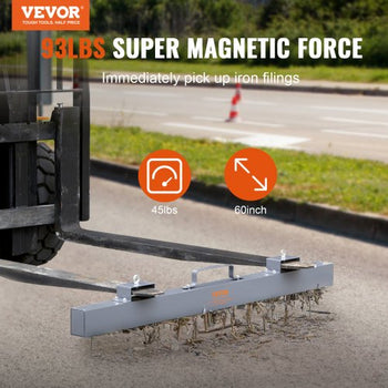 93 lbs Hanging Magnetic Sweeper Pickup Tool, Nail Hang-Type Magnetic Forklift Sweeper, Industrial-Grade Magnets Steel Material Hunting Accessories for Picking Up Nails Bolts Metals Iron Chips