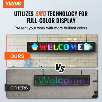 LED Message Board, P10 Full Color Scrolling Display, Customizable Text and Animation via WIFI or USB, Ideal for Retail, Parties, and Bars, 52"x8"