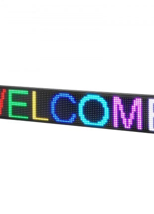 LED Message Board, P10 Full Color Scrolling Display, Customizable Text and Animation via WIFI or USB, Ideal for Retail, Parties, and Bars, 52"x8"