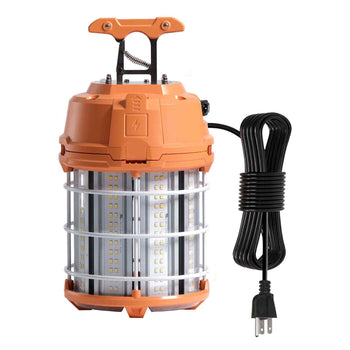 LED Temporary Work Light, 100W, 14400 lm, 5000K Durable & Water-Resistant, Linkable up to 8 Units, Ceiling or Stand Job Site Illumination for Construction Sites, Workshops, Indoor & Outdoor Use