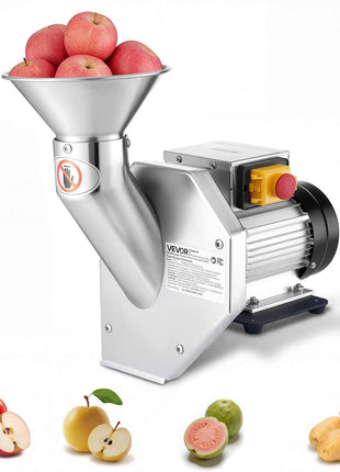 550W Electric Fruit Apple Crusher, SUS304 Desktop Crushing Machine, Grinds Whole Apples Up to 2.76" Dia, 60 KG/H Capacity, Cider Press for Apples, Pears, Pineapple, Guava, Carrot, Potato