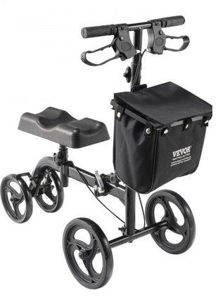 Folding Knee Scooter, Carbon Steel Steerable Knee Walker with Height-Adjustable Handlebar & Knee Pad, All-Terrain Solid Wheels, Dual Brakes, Leg Recovery Scooter for Broken Ankle Foot Injuries