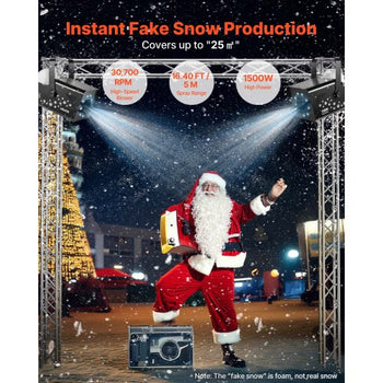 1500W Snow Machine with RGB DMX512 Signal Control, 9 LED Lights, Wireless Remote, High Output Snowflake Machine with 5L Tank, Portable DJ Stage Snow Maker for Christmas Parties Stage Effects