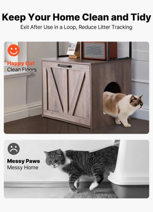 Cat Litter Box Enclosure Furniture, 23.6 in Hidden Litter Box Cabinet with Storage Shelves, Modern Style, Waterproof Cat Washroom Side Table Cat House, Fit Most of Litterbox, for Living Room
