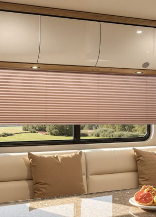 RV Blinds, 62 in x 32 in, RV Pleated Shades, Polyester Fabric, Easy to Clean and Install, Privacy Protection and Sunlight Blocking, for Camper, Travel Trailer, Motorhome Window, Cappuccino