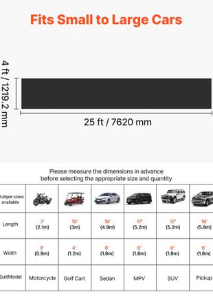 Garage Floor Roll, 4 x 25 ft Garage Flooring Mat, 3 mm Thickened Rubber Diamond Plate Floor Protector Mat, Non-Slip, Wear-resist, Waterproof, Easy to Clean for Warehouse, Gyms,Trailer, Black