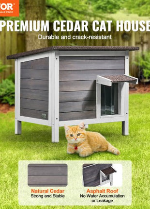 Outdoor Cat House Weatherproof, Feral Cat Shelter for Multiple Cats, Outdoor Wooden Cat Rabbit House with All-Round Foam Insulated, Open Roof, PVC Door Flaps, 24"L x 20"W x 21"H