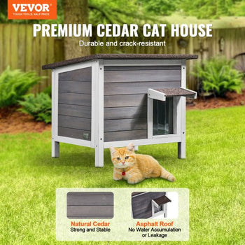 Outdoor Cat House Weatherproof, Feral Cat Shelter for Multiple Cats, Outdoor Wooden Cat Rabbit House with All-Round Foam Insulated, Open Roof, PVC Door Flaps, 24"L x 20"W x 21"H